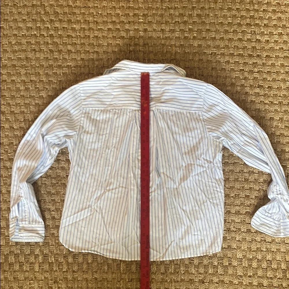 Frank & Eileen Sylvio Blue and White Untuckable Striped Shirt sz Med - Picture 6 of 8